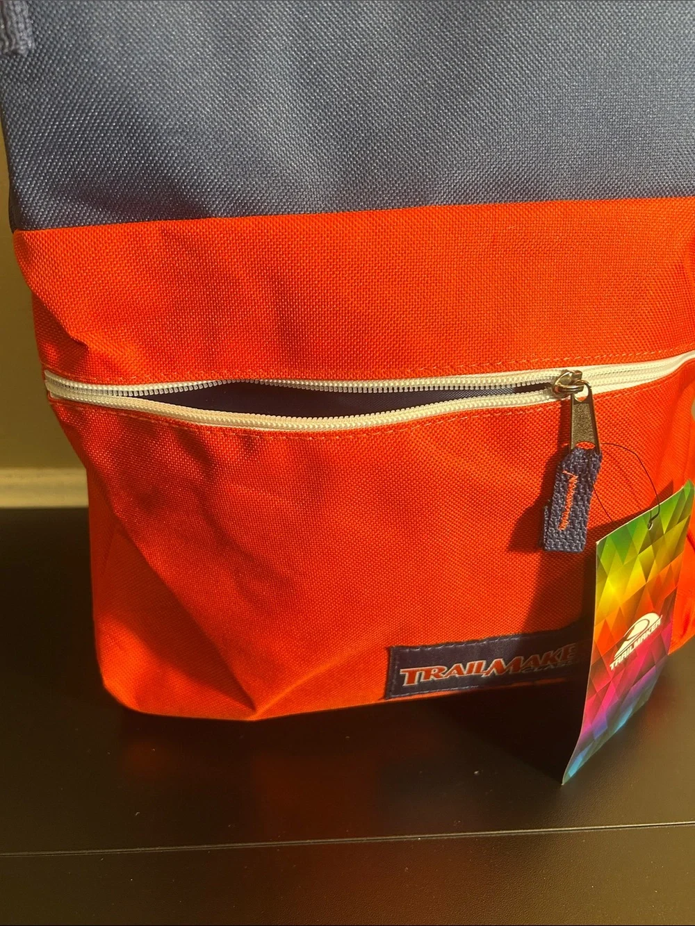 Trail Maker Classic Two-Tone Navy and Orange Backpack School Bag
